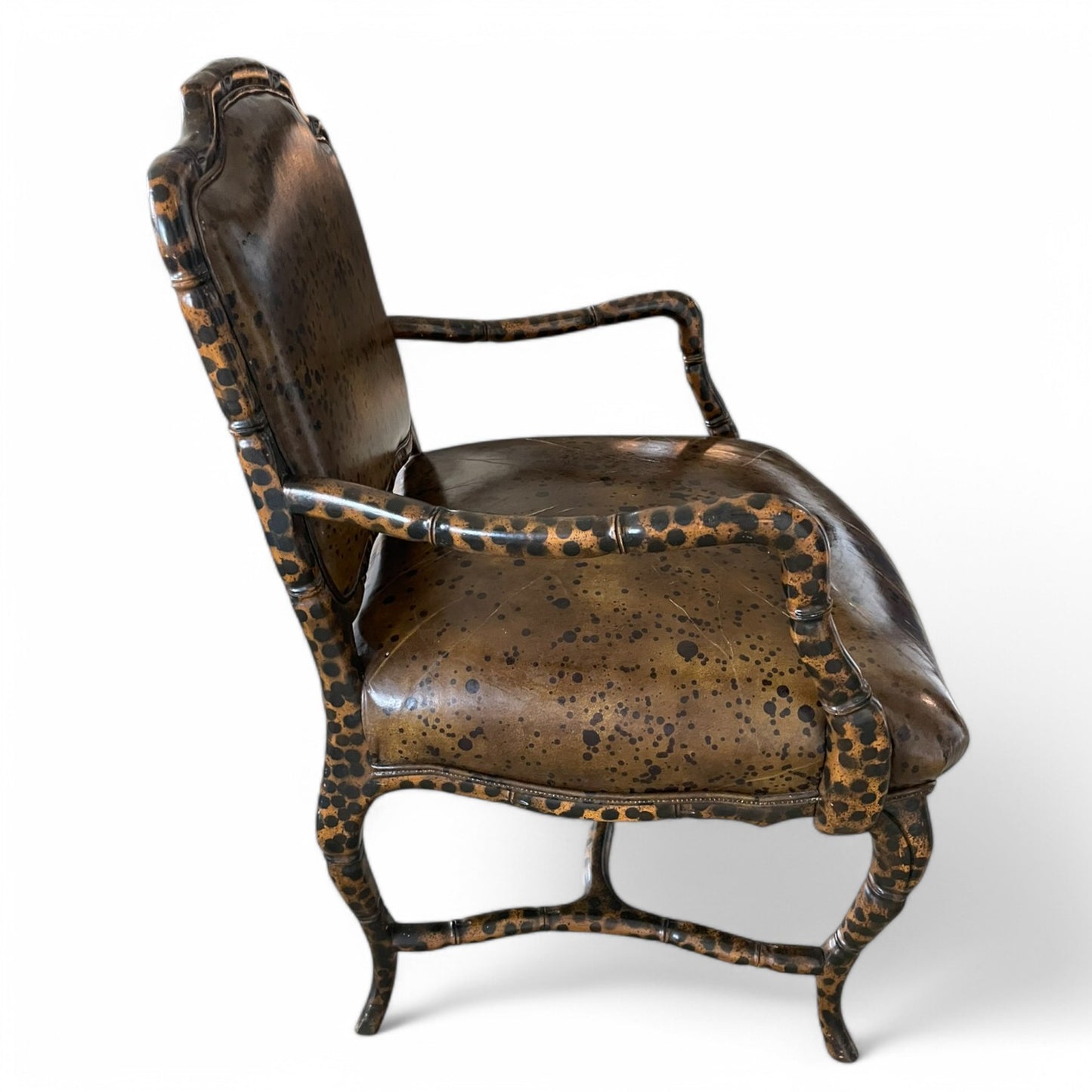 Antique Mottled Leather Accent Chair