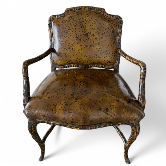 Antique Mottled Leather Accent Chair